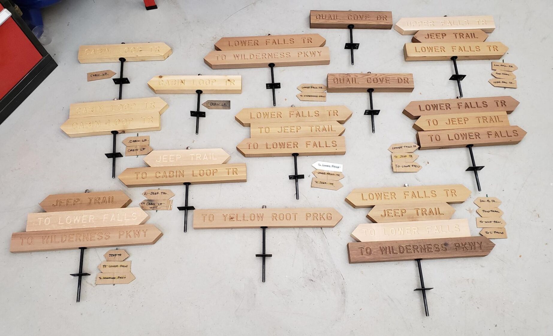 Joe Tipton built the trail signs; Malcolm Halls and Rita Boje helped paint them.